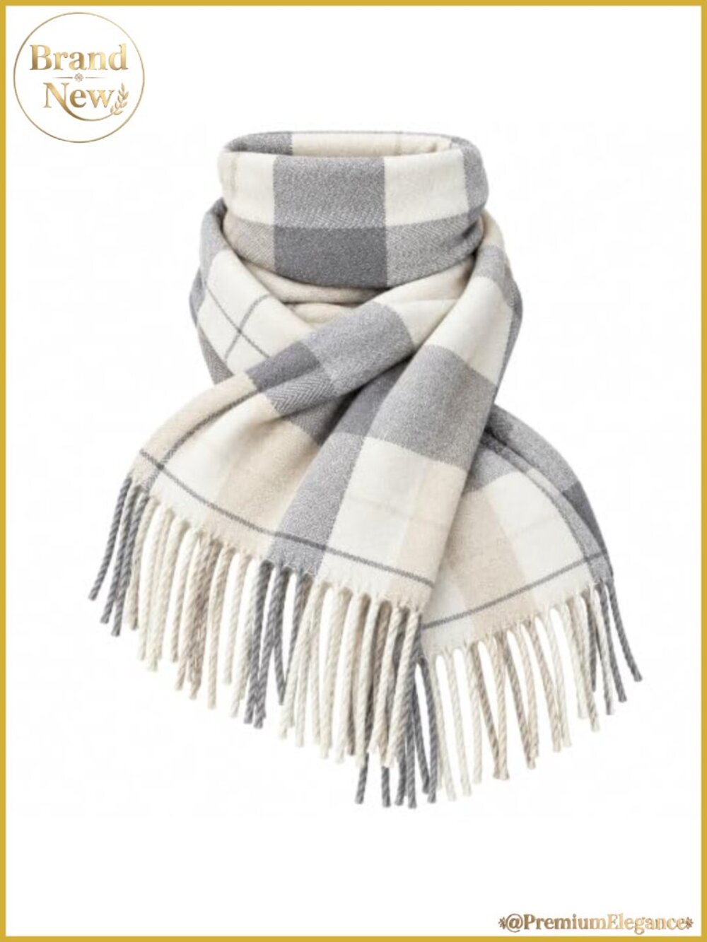 Plaid Scarf Soft Warm Winter Shawl Wrap with Fringe 28x79